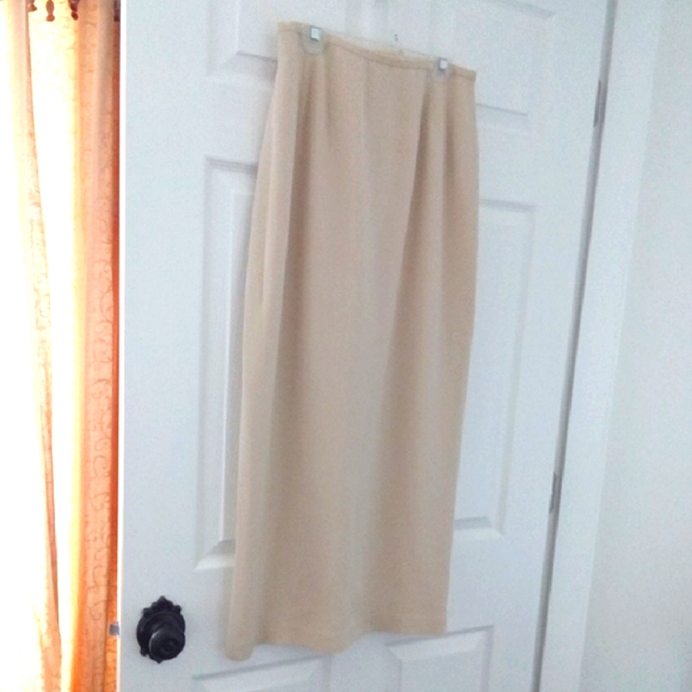 Simon Chang Women's Champagne Silk Column Skirt Silk Lining Size 6